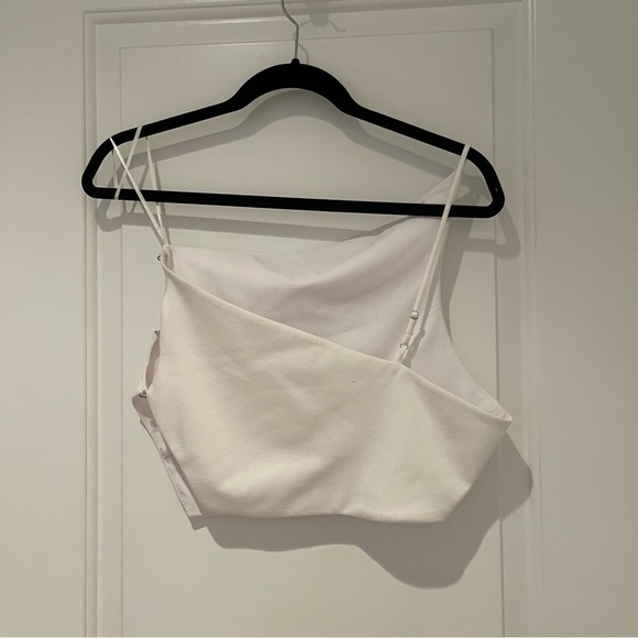 zara one shoulder crystal button top - Picture 4 of 4